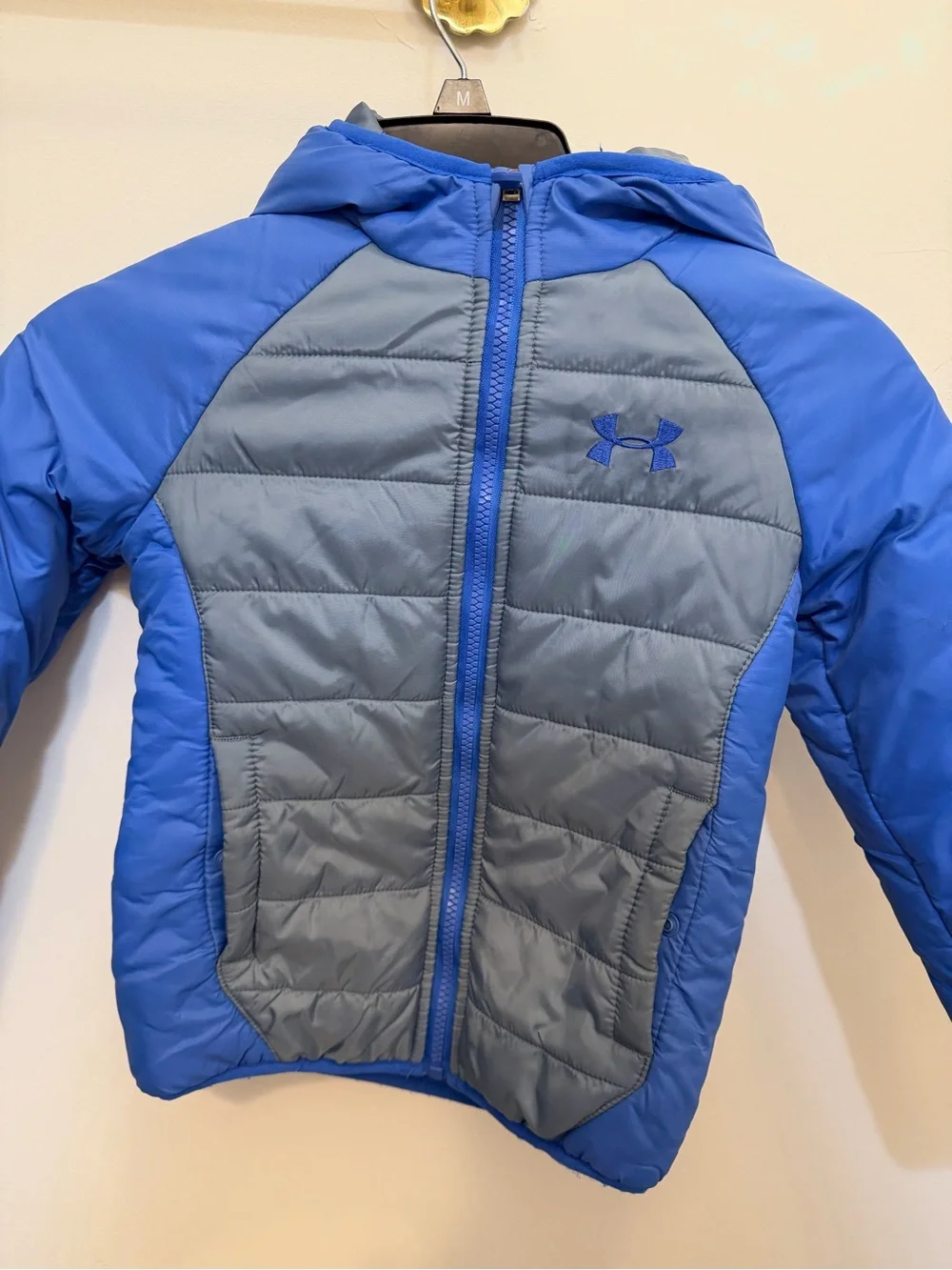 Under Armour Boys' Blue and Gray Hooded Puffer Jacket